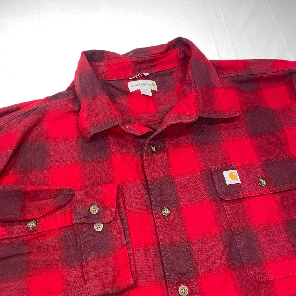 Carhartt Mens 3XL Red Buffalo Plaid Flannel Button Down Shirt 103822 608